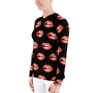 Red lips Women's Rash Guard AOP