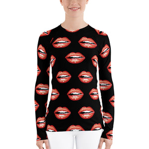 Red lips Women's Rash Guard AOP