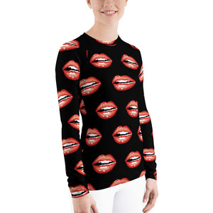 Red lips Women's Rash Guard AOP