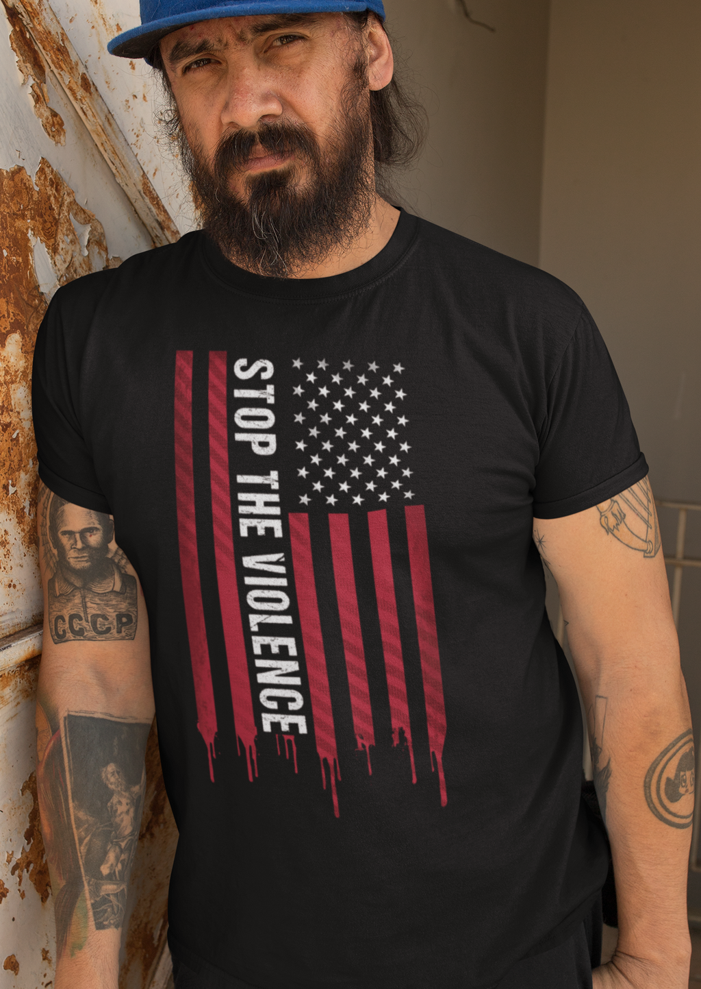 AMERICAN FLAG STOP THE VIOLENCE